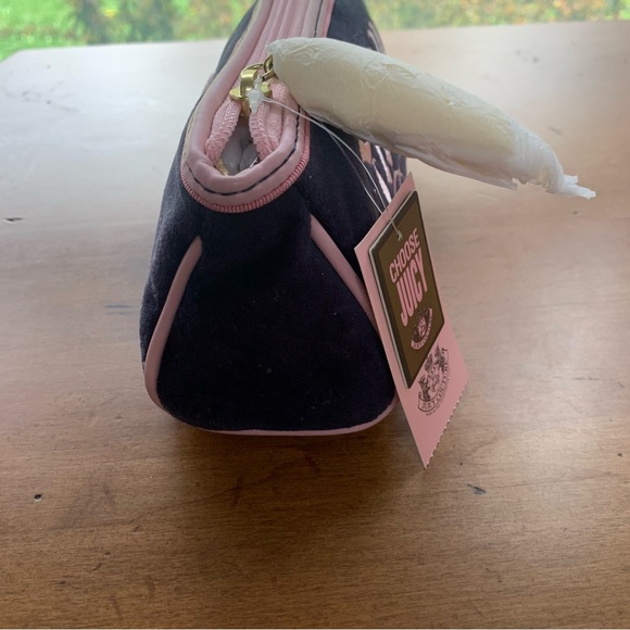 Retro Juicy Couture Pam & Gela Pink and Navy Velour Make Up Cosmetic Bag Case - Picture 5 of 6